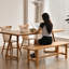 Table de salle à manger rectangulaire en bois massif brun-331849060