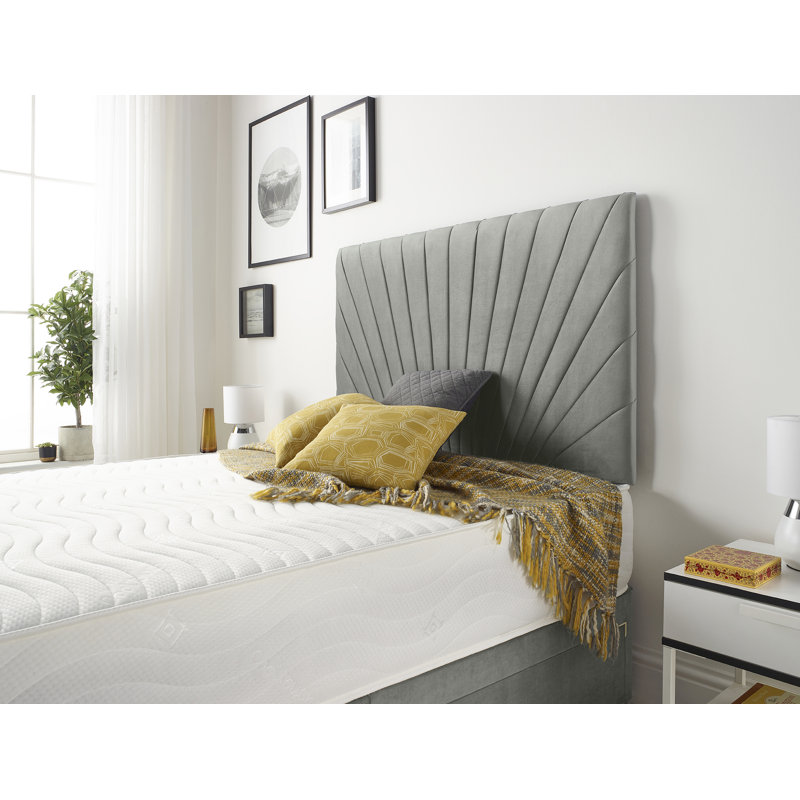 SantaMonica Etheral Linen Fabric Divan Base and Headboard with Optional Drawers, Super King (6'), Silver, 1 Drawer