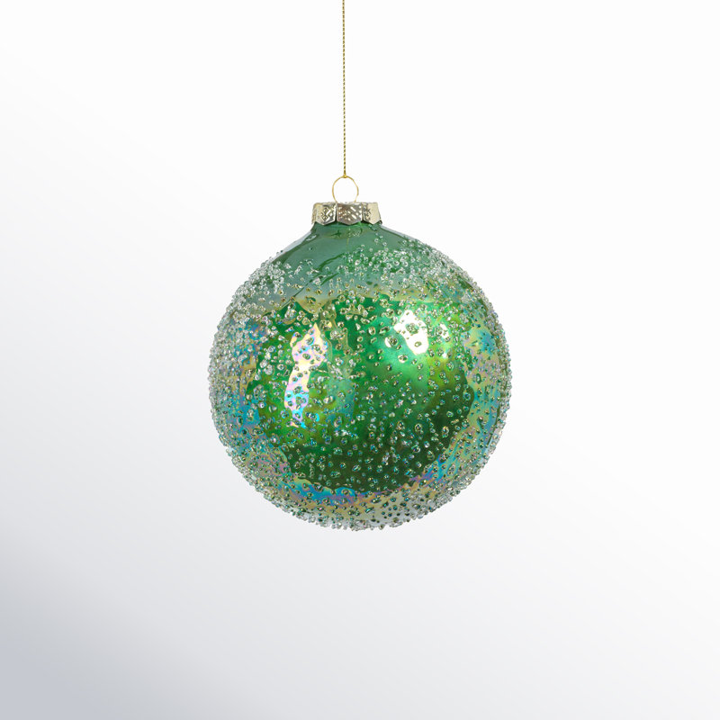 Sugared Shiny Set of 6 Ball Ornament, 4" H x 4" W x 4" D