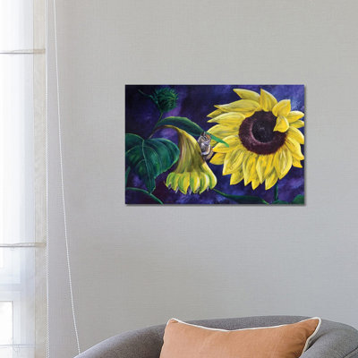 Chipmunk In Sunflowers 1 Piece Wrapped Canvas Wall Art