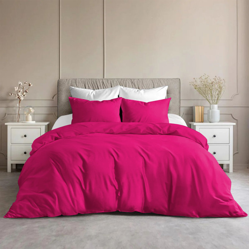 Luxury Microfiber Duvet Cover Set – Soft, Wrinkle-Free, Hotel-Quality Bedding With Pillowcases, Pink