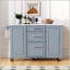 Îlot de cuisine de style rétro avec rangement, poubelle inclinable, organisateur coulissant et roulettes pour un confort moderne-231007627