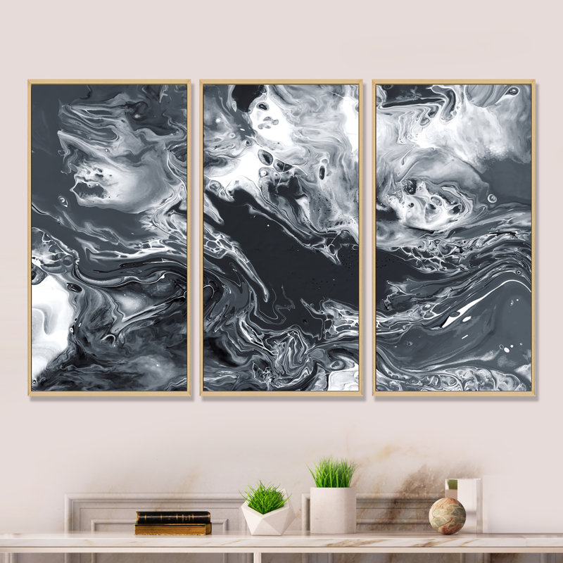 3 pièces, cadre flottant, impression sur toile, Cadre brun, L 48 po x H 32 po