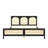 Farmhouse Wood Platform Bed with Rattan Headboard, Solid Wood Slats, Easy Assembly, Walnut/Black Finish-327339217-327339218