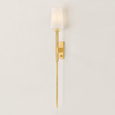 Mitzi Ginny 5.5 inch wide 1 Light Plug-in Sconce in Aged Brass