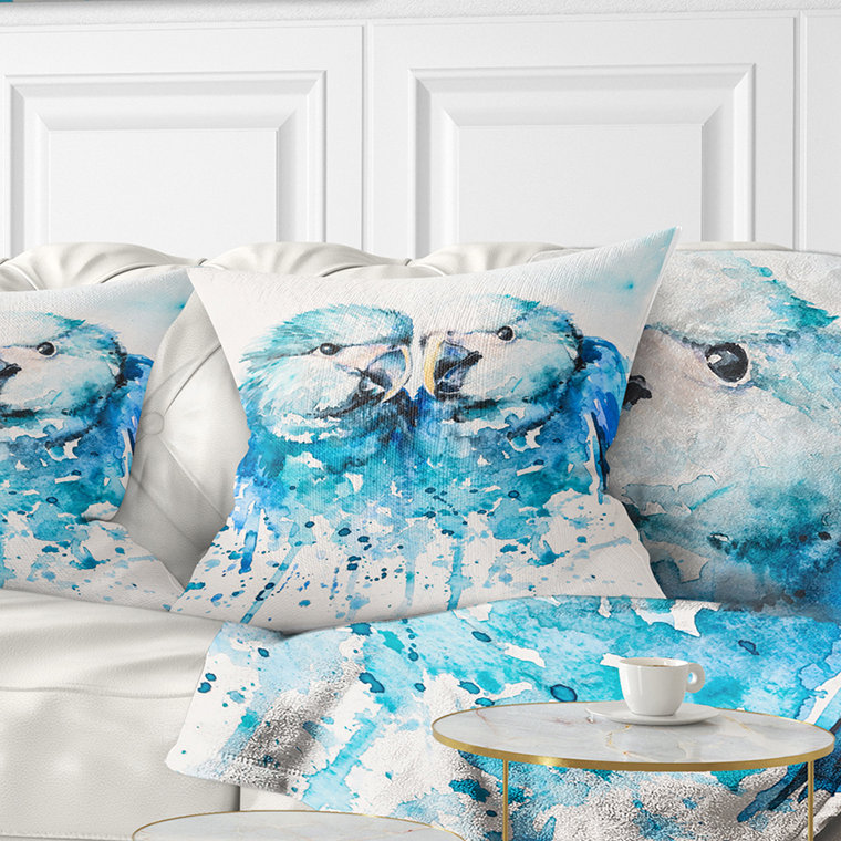 Aquarelle Spix s Macaw - coussin imprimé animal, 18 po x 18 po, Coussin décoratif