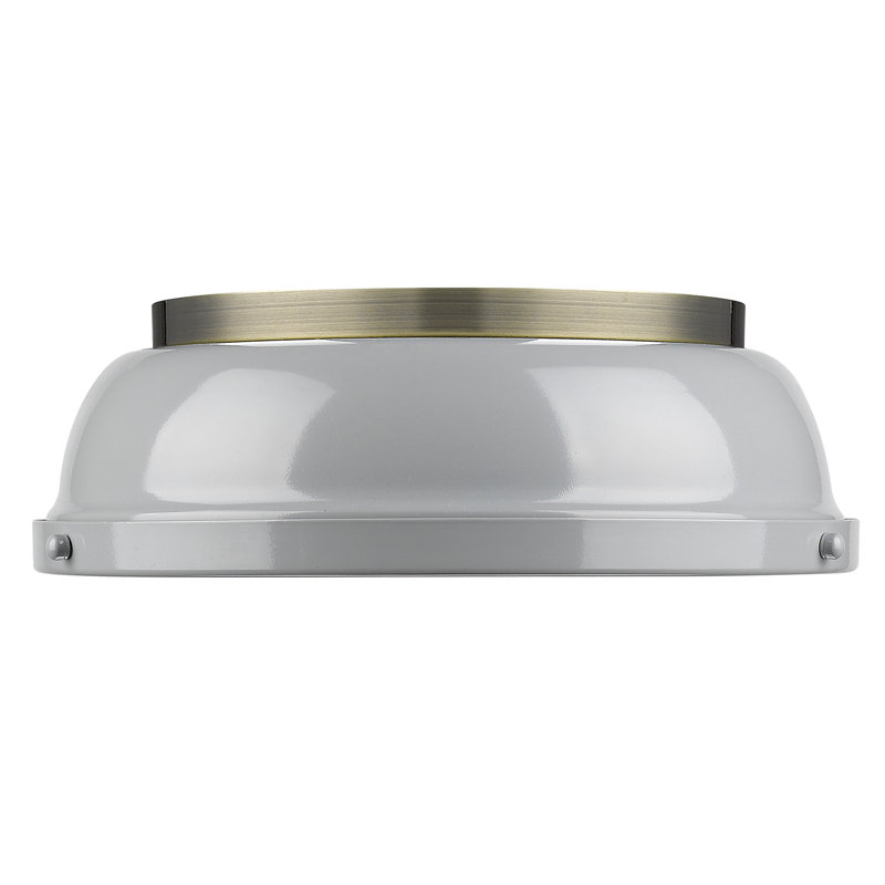 Calico Steel Flush Mount, Aged Brass, Gray