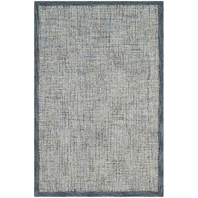 Tapis bleu / beige en laine touffeté à la main Canales