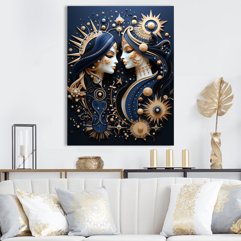 «Native Art Celestial Guardians Midnight» sur toile, Toile tendue, H 20 po x l 12 po x P 1 po