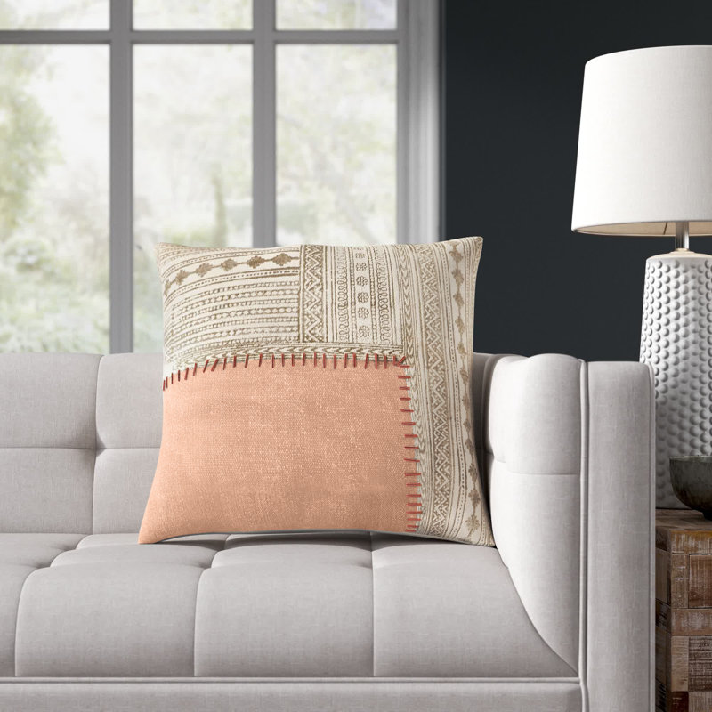 Housse de coussin Vibe par Jaipur Living Amulet rose clair / crème (carré de 20 po), Rose clair / Crème, Pas de bourre
