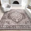 Tapis oriental brun en polypropylène et polyester Saxton-1516687438