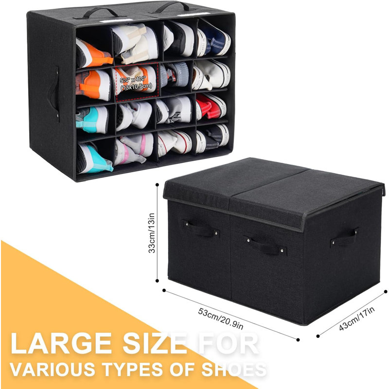 2-pack Stackable Shoe Storage Boxes Black