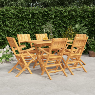 Martyn 6 - Person Teak Solid Wood Patio Dining Set Rectangular Table