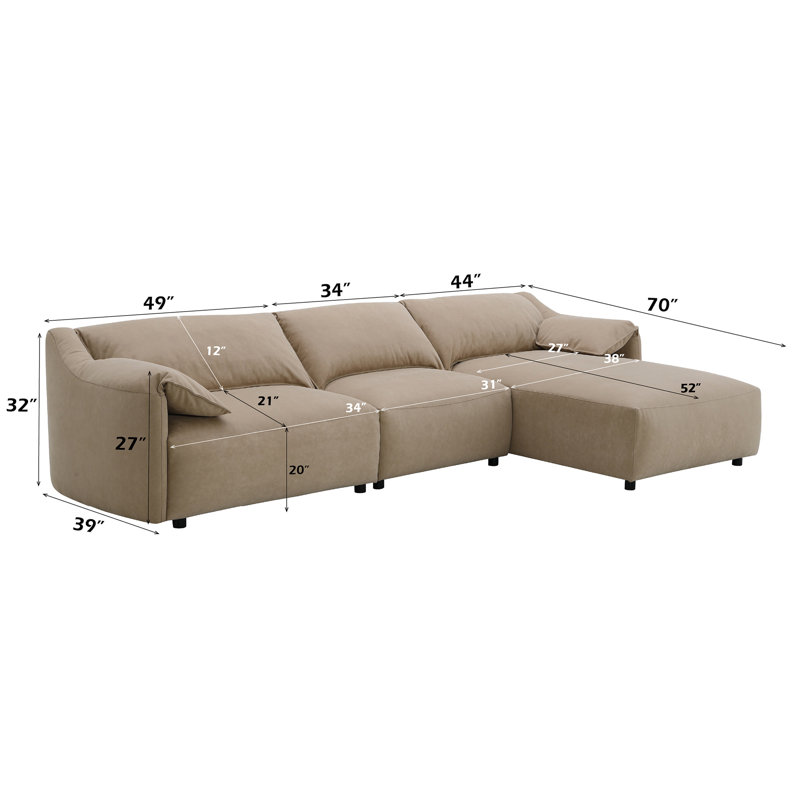 Canapé modulaire en suède brun clair Veata