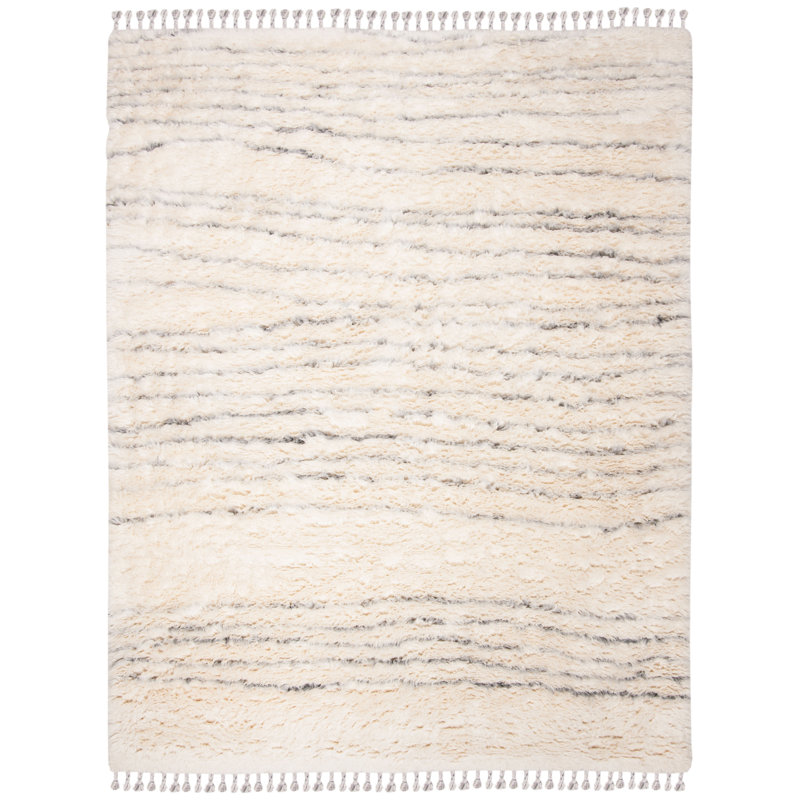 Ivory Hand-Knotted Wool 8' x 10' Area Rug