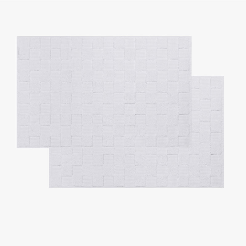 Taylorlynn 2 Pcs Turkish Bath Mat Set, White