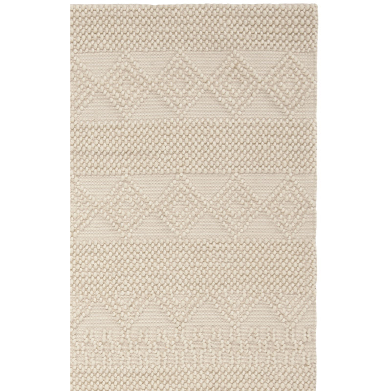 Natura Handwoven Wool/Cotton Beige Area Rug, Rectangle 5' x 8'