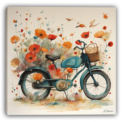 Vélo rétro dans un champ de fleurs sauvages