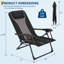 Folding Chaise Lounge Chair for Adults, Portable Outdoor Recliner, Adjustable High Backrest, Hard Armrests, for Patio, Beach, Garden, Lawn, 150kg Capacity, Regular