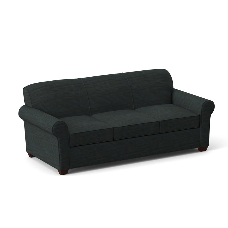 Finn Rolled Arm Sofa with Reversible Cushions, Empire Mahogany, Ridgecrest Midnight, 34" H x 83" W x 36" D