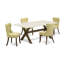 Cet ensemble de table de salle à manger 5 pièces comprend une table rectangulaire en bois avec des pieds en X et 4 chaises Parson en tissu de lin Limelight, patiné Jacobean-612586403