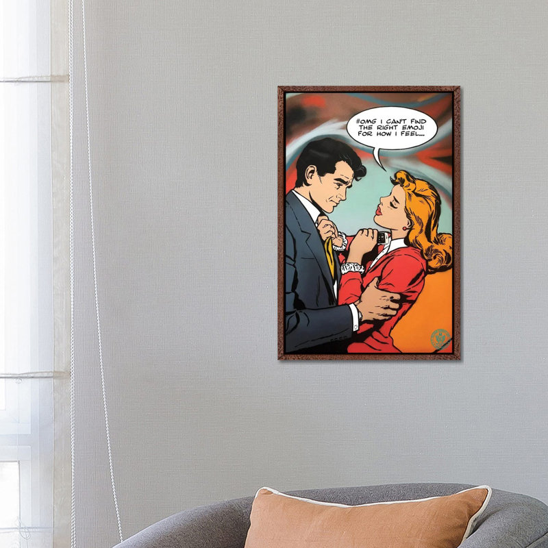Emoji by D13EGO - Print on Canvas, Brown Framed Canvas, 66.04 cm H x 45.72 cm W