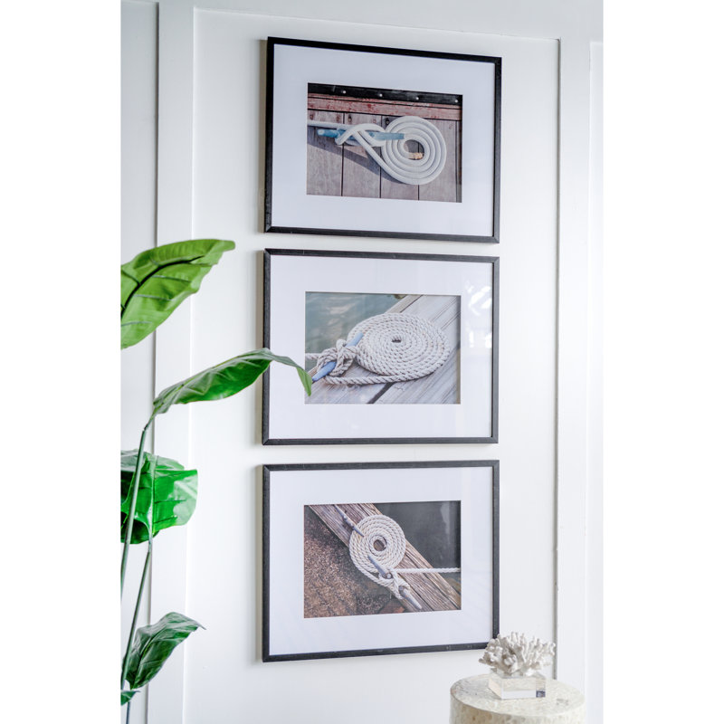 Décoration murale en corde de 30 po x 24 po avec cadre noir, 3 pièces pour le salon, la chambre à coucher, le bureau, l'entrée, le noir et le plastique