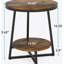 Table de bout industrielle 19,68 pouces avec tablette de rangement, table d'appoint ronde à 2 niveaux pour petits espaces, brun rustique, table de chevet robuste ou table basse