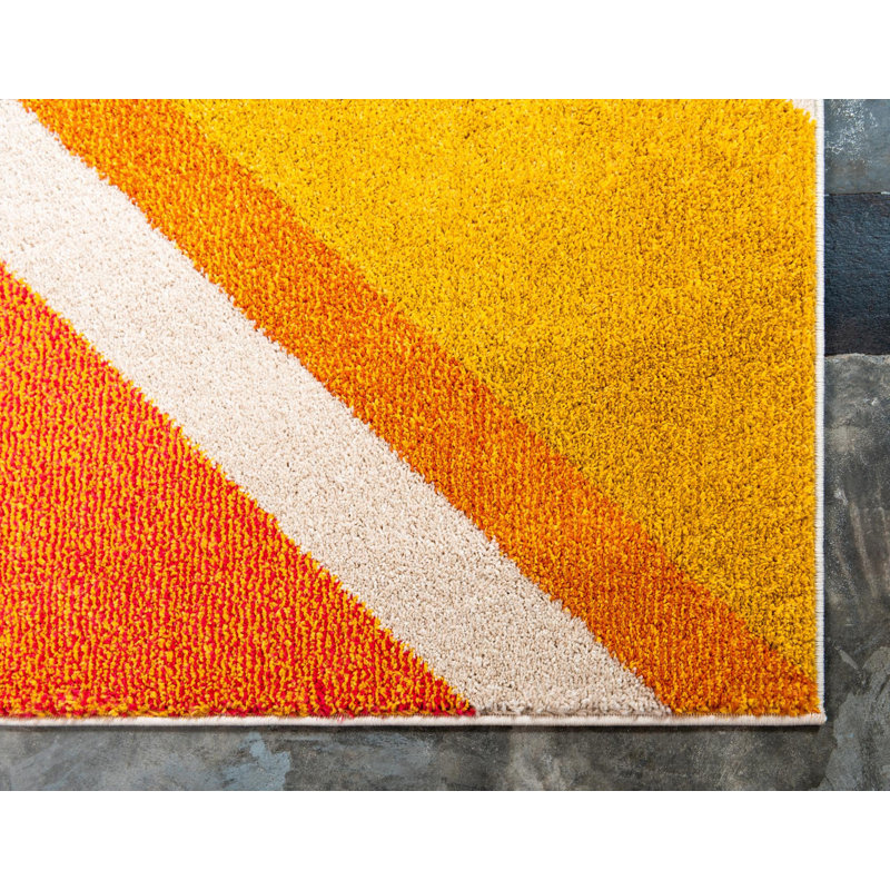 Tapis beige à motif géométrique Gostkowski, Tapis de couloir 2 pi 7 po x 10 pi