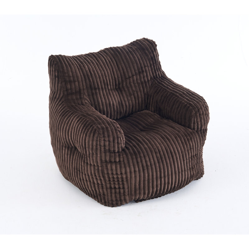 Soft Fluffy Corduroy Fabric Bean Bag Chair Filled With Memory Sponge, Brown Corduroy