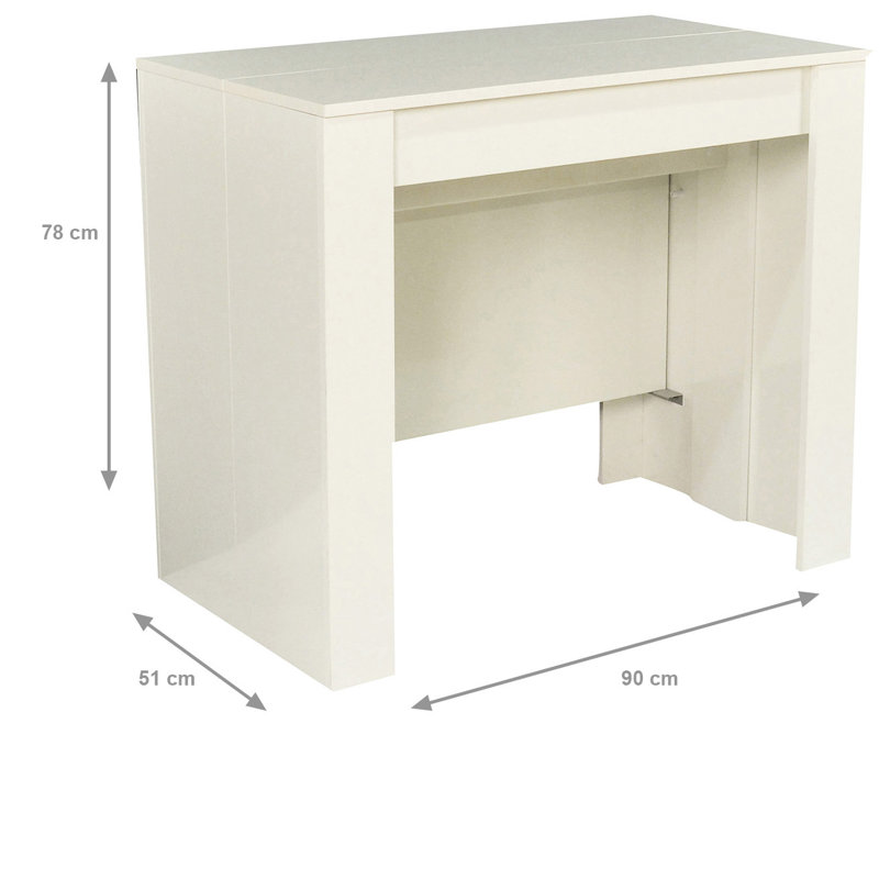 Console Table Compton, Extendable Dining Table With Multipurpose Extensions Up To 10 Seats, White