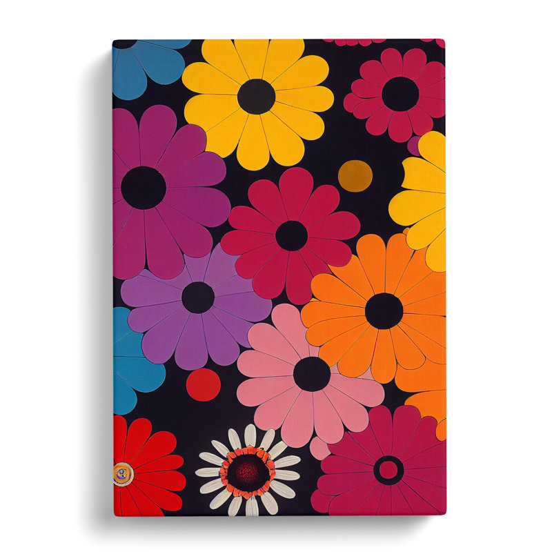 Retro Flowers No.6 - Wrapped Canvas Print, 50cm H x 35cm W x 3cm D
