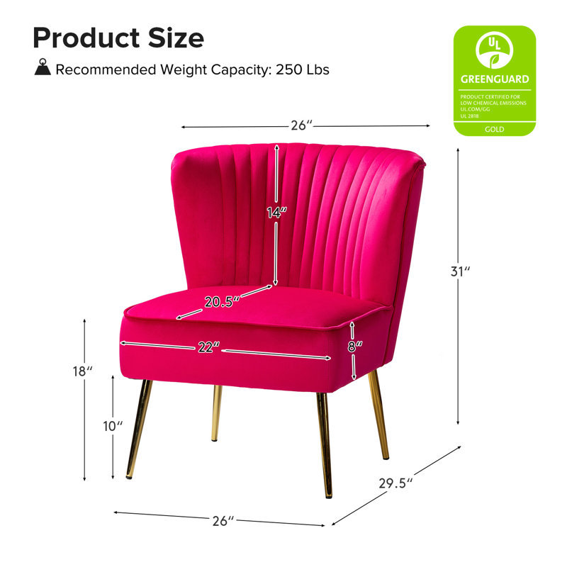 Fauteuil d'appoint Euclid, Velours fuchsia