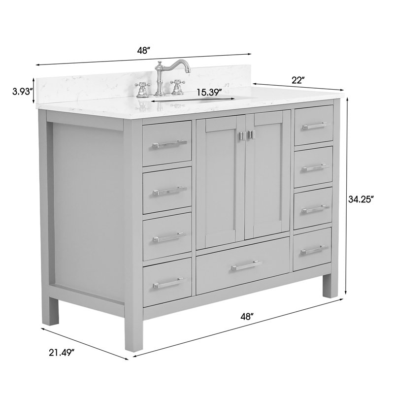 Linton 48" Single Bathroom Vanity Set, Gray, Chrome