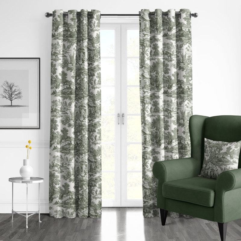 Au Village Toile Grommet Drapery Panels - Pair, 50" W x 144" L, Sweet Grass
