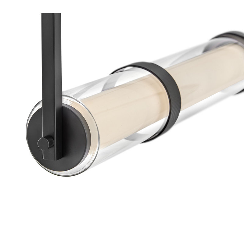 Cy Integrated LED Linear Pendant w/ Clear & Etched Opal Glass, Black