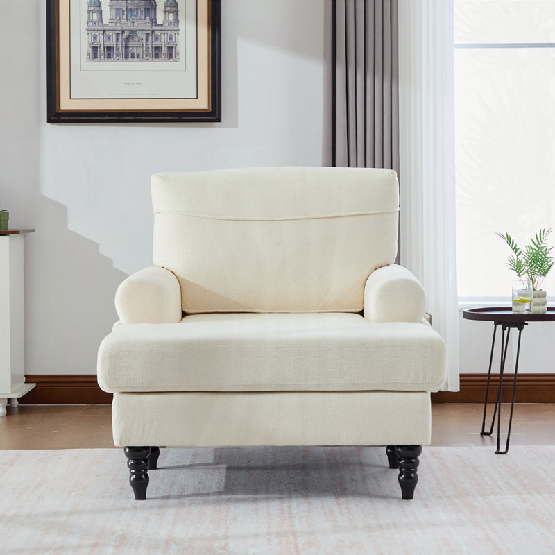 Pieds de canapé en bois chenille avec dossier et accoudoirs confortables, Beige