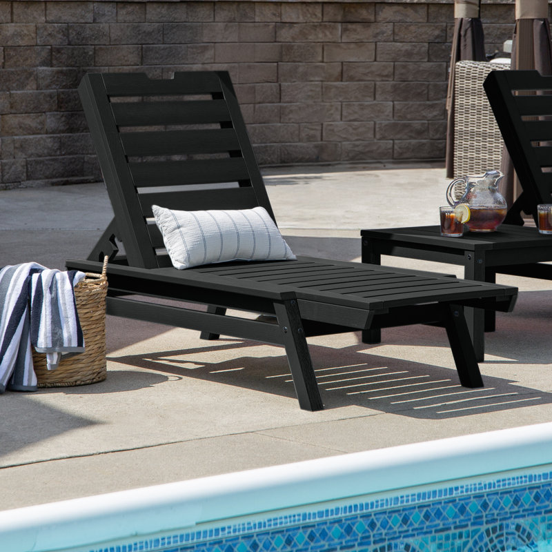 Jiwoo Outdoor Chaise Lounge, Black
