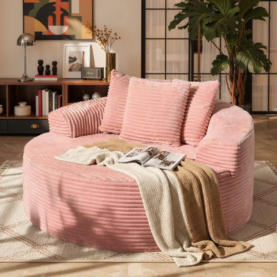 Méridienne ronde de 58,28 po avec 3 coussins décoratifs