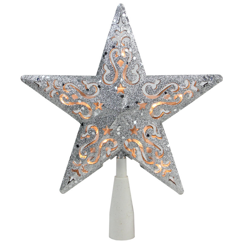 Décoration pour sommet de sapin en forme d'étoile scintillante et lumineuse - lumières claires, H 8,5 po x l 8,5 po x P 2 po