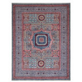 Hand Knotted Wool Area Rug in Green And Gray