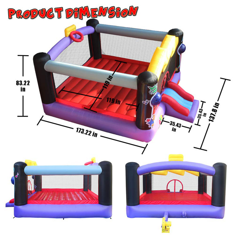 Multicolored Inflatable Bounce House with Slide and Air Blower