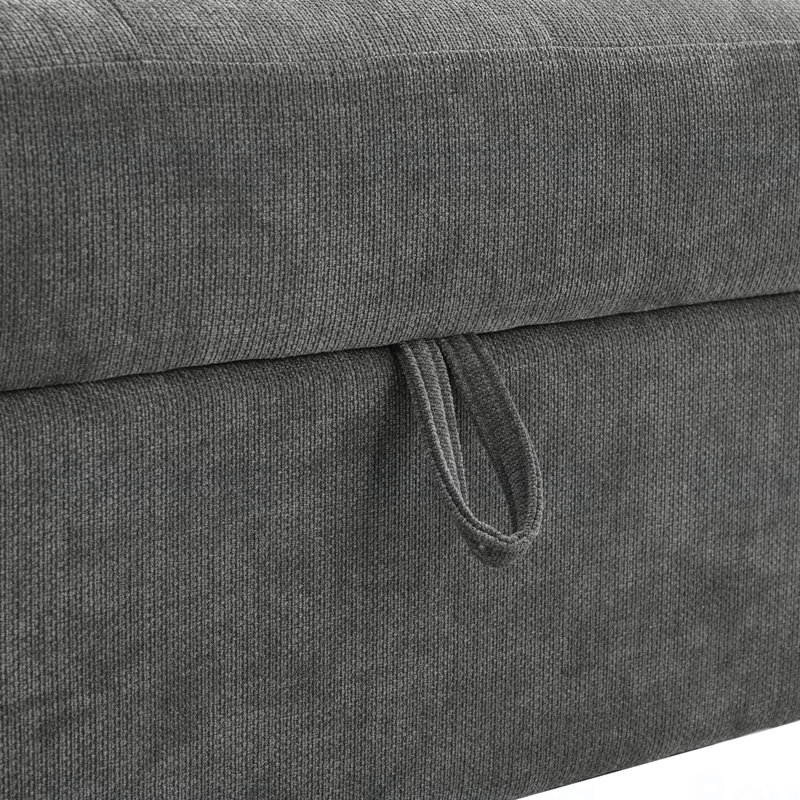 Genett Convertible Sleeper Sectional With Hidden Storage, Gray Polyester