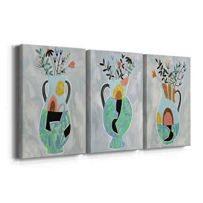 Collage Vase I  -Custom Wrapped Gallery Canvas - 3 Pieces