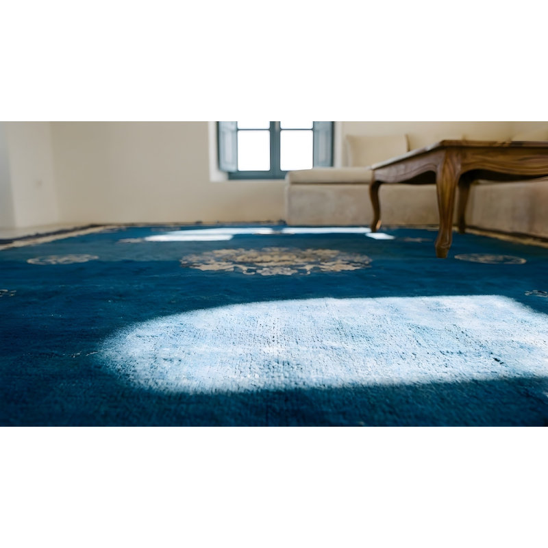 Antique Peking Chinese Medallion Navy 1930s Rug