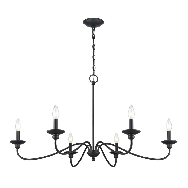 Lustre en acier à intensité variable Delvona, Noir mat, 6