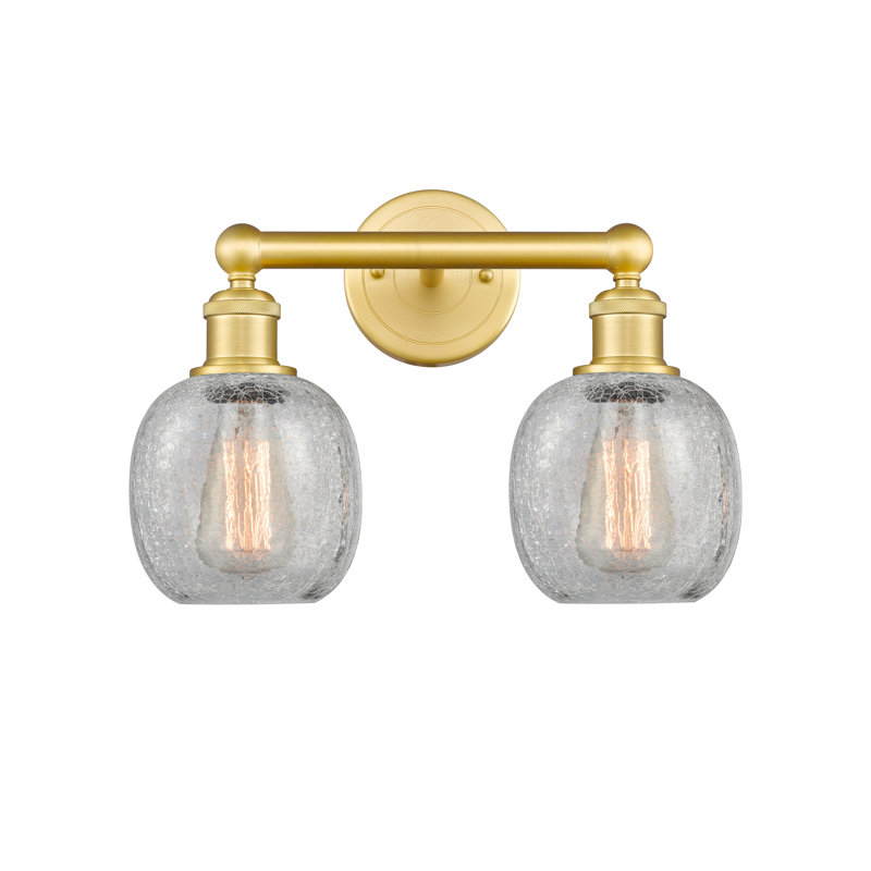 Éclairage pour meuble-lavabo à 2 lumières 15 pouces Carlucci, Transparent craquelé, Or satiné
