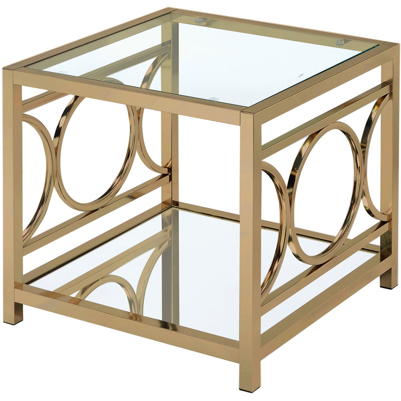 Hamerton Glass Top End Table, Champagne
