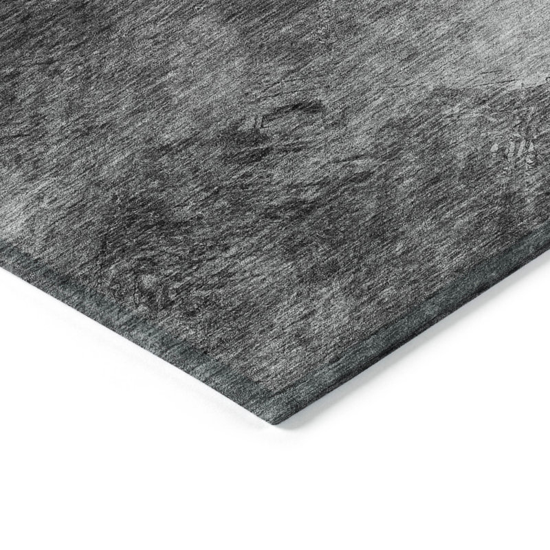 Tapis extérieur gris anthracite lavable abstrait 5 pi x 8 pi