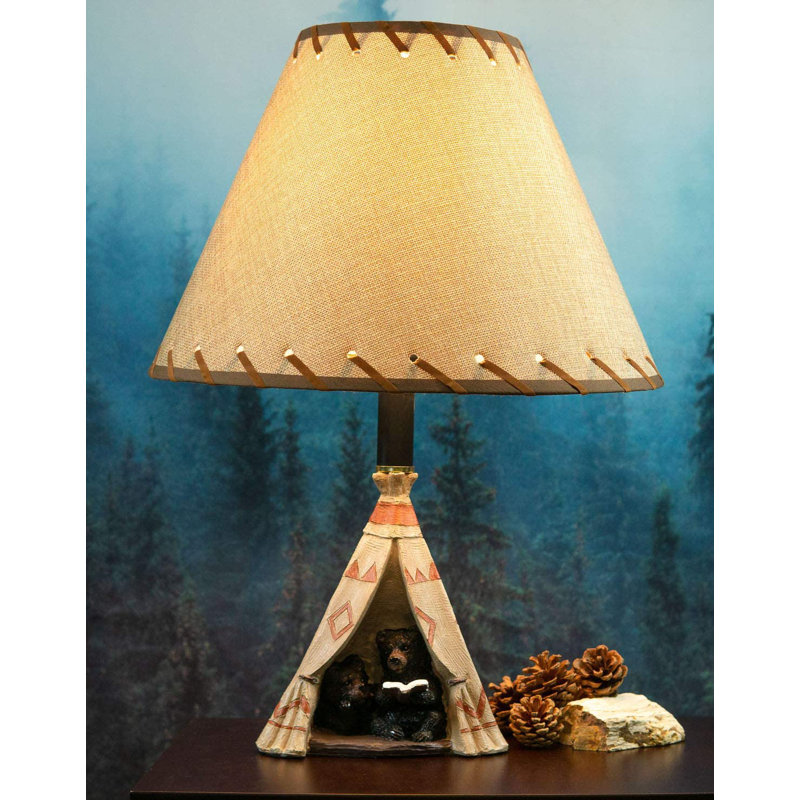 Lampe de table 19,25 "noire / brune / beige Aulda